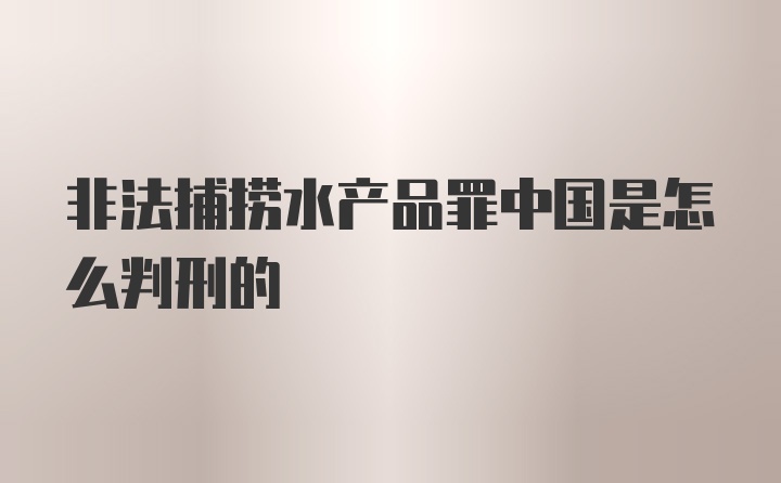 非法捕捞水产品罪中国是怎么判刑的