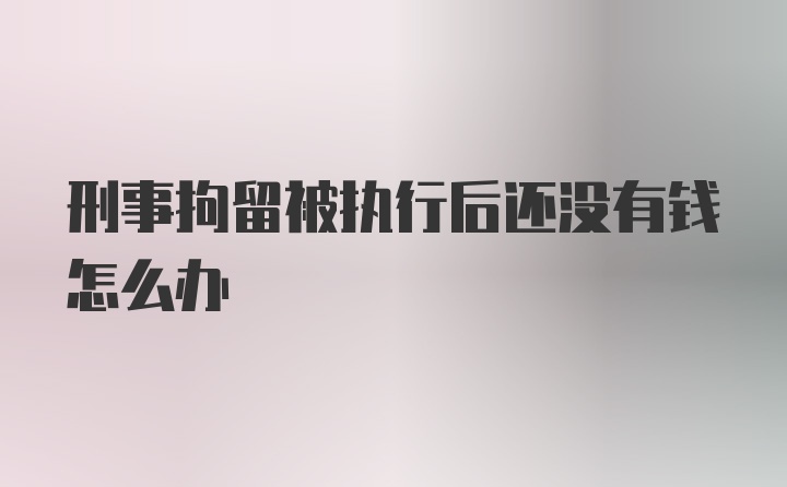 刑事拘留被执行后还没有钱怎么办