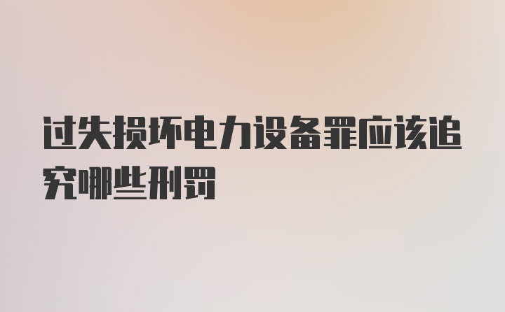 过失损坏电力设备罪应该追究哪些刑罚