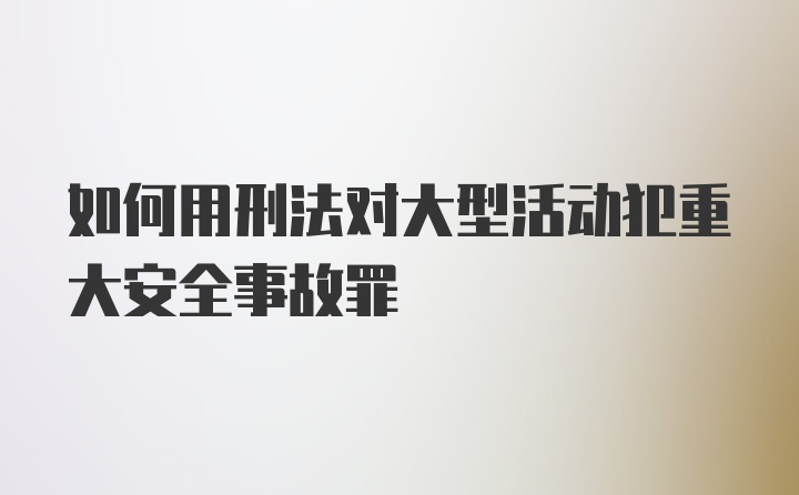 如何用刑法对大型活动犯重大安全事故罪