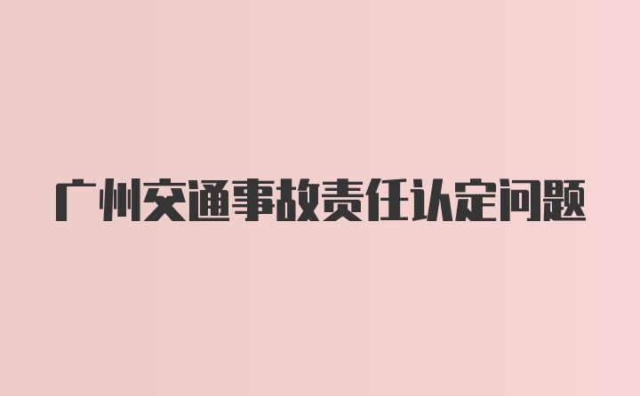 广州交通事故责任认定问题