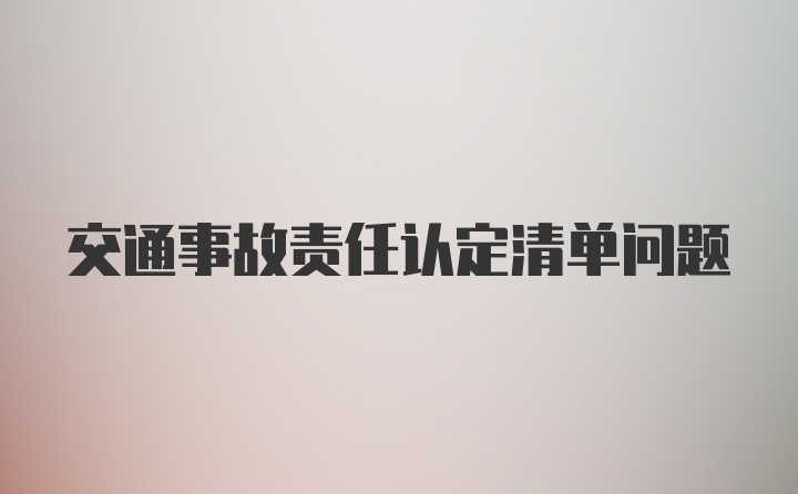 交通事故责任认定清单问题