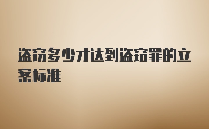 盗窃多少才达到盗窃罪的立案标准