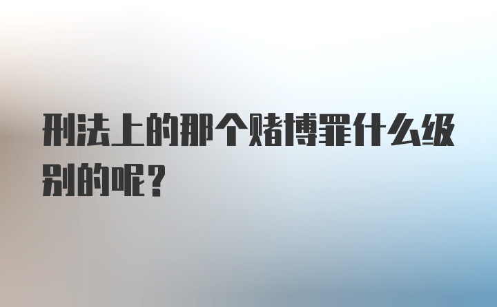 刑法上的那个赌博罪什么级别的呢?