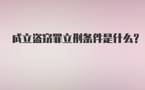 成立盗窃罪立刑条件是什么？