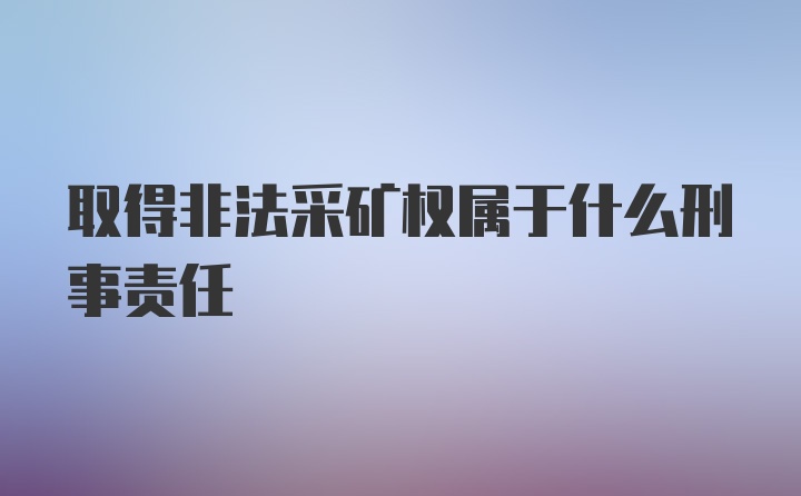 取得非法采矿权属于什么刑事责任