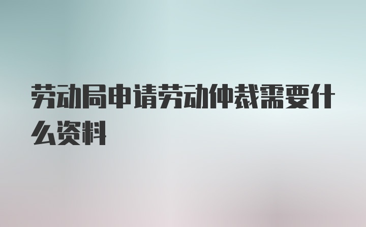 劳动局申请劳动仲裁需要什么资料