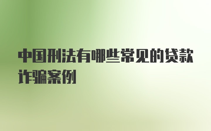 中国刑法有哪些常见的贷款诈骗案例