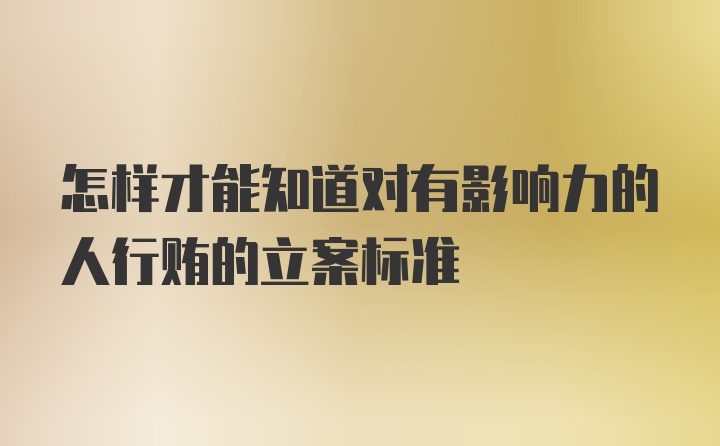 怎样才能知道对有影响力的人行贿的立案标准