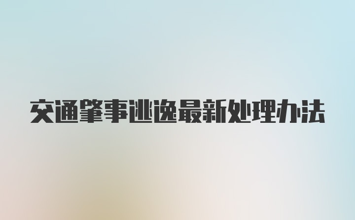 交通肇事逃逸最新处理办法