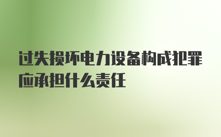 过失损坏电力设备构成犯罪应承担什么责任
