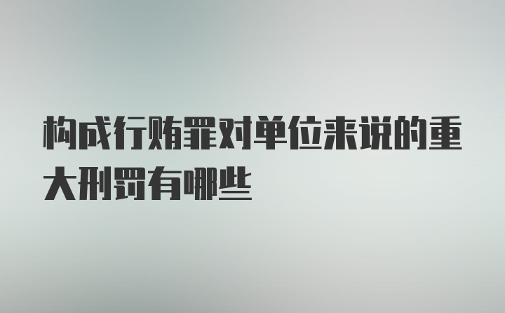 构成行贿罪对单位来说的重大刑罚有哪些