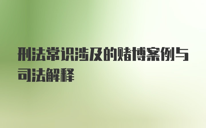 刑法常识涉及的赌博案例与司法解释