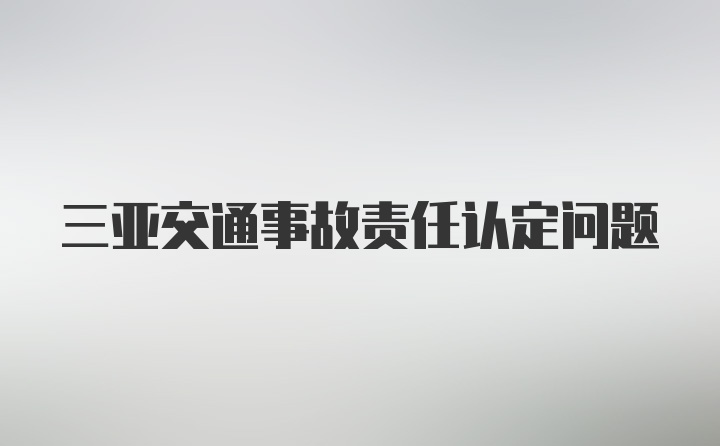 三亚交通事故责任认定问题