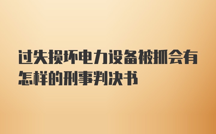 过失损坏电力设备被抓会有怎样的刑事判决书