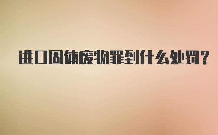 进口固体废物罪到什么处罚？