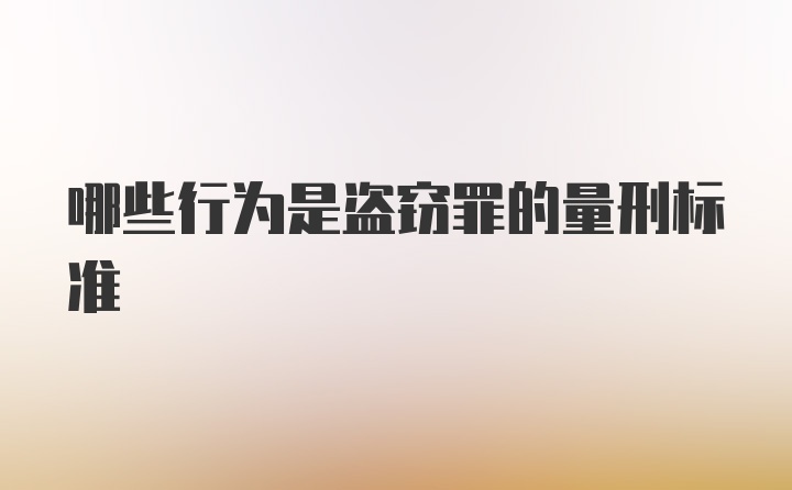 哪些行为是盗窃罪的量刑标准