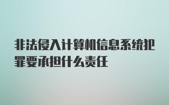 非法侵入计算机信息系统犯罪要承担什么责任