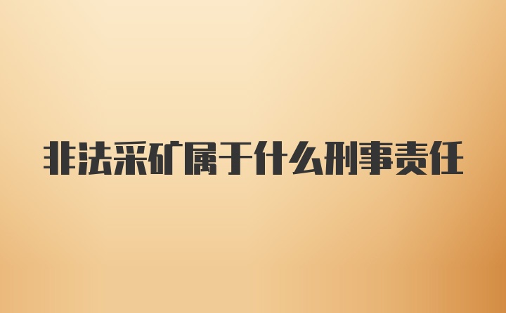 非法采矿属于什么刑事责任