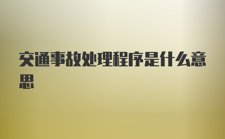 交通事故处理程序是什么意思