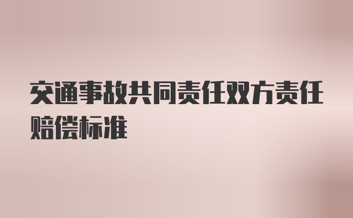 交通事故共同责任双方责任赔偿标准