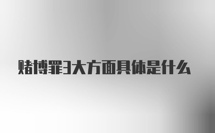 赌博罪3大方面具体是什么