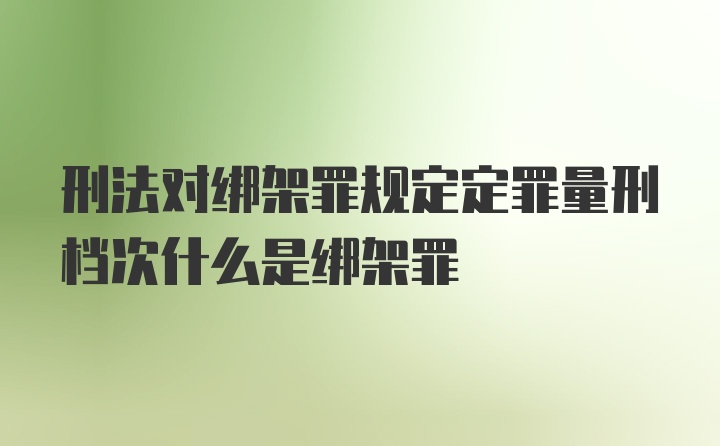 刑法对绑架罪规定定罪量刑档次什么是绑架罪