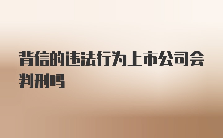 背信的违法行为上市公司会判刑吗