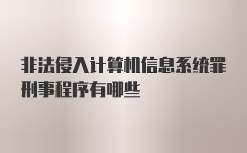 非法侵入计算机信息系统罪刑事程序有哪些