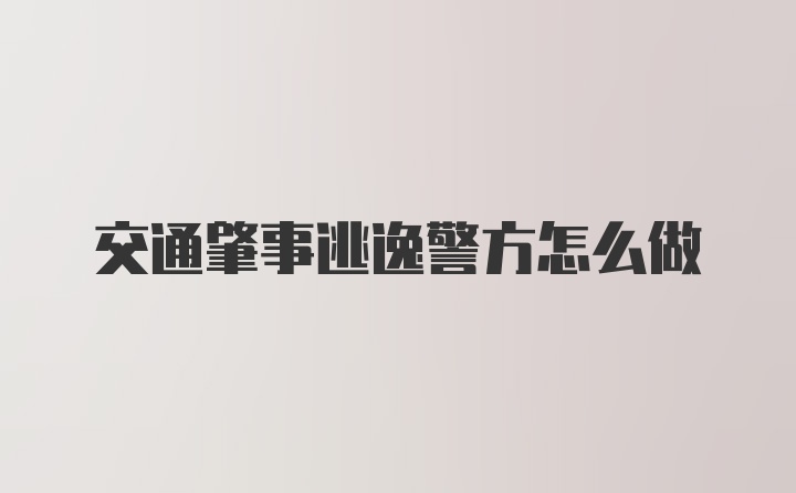 交通肇事逃逸警方怎么做