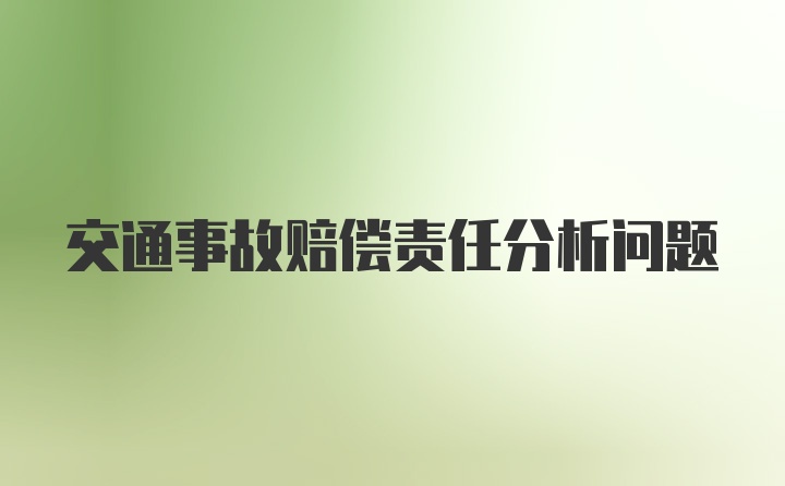 交通事故赔偿责任分析问题