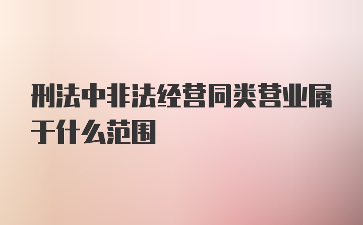 刑法中非法经营同类营业属于什么范围