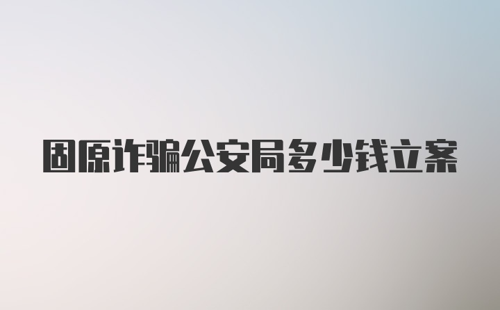 固原诈骗公安局多少钱立案