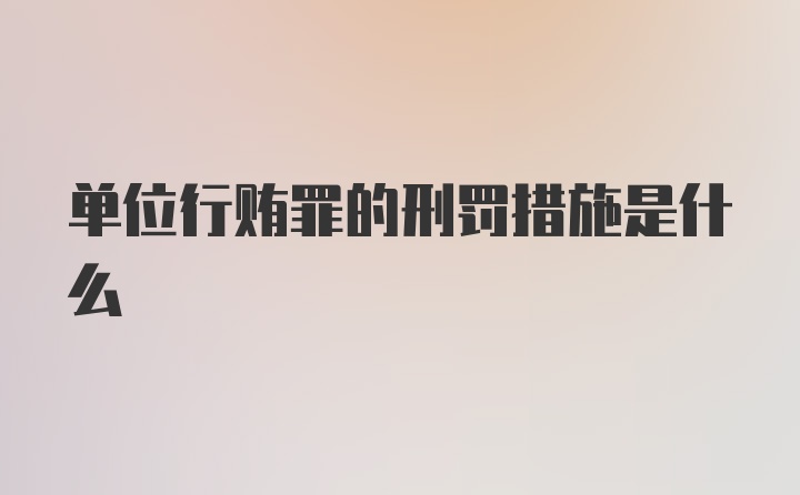 单位行贿罪的刑罚措施是什么