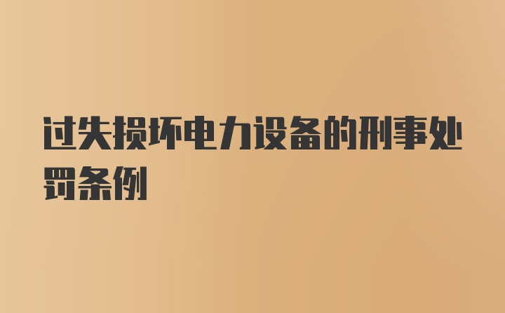 过失损坏电力设备的刑事处罚条例