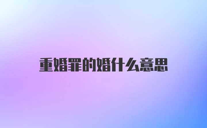 重婚罪的婚什么意思