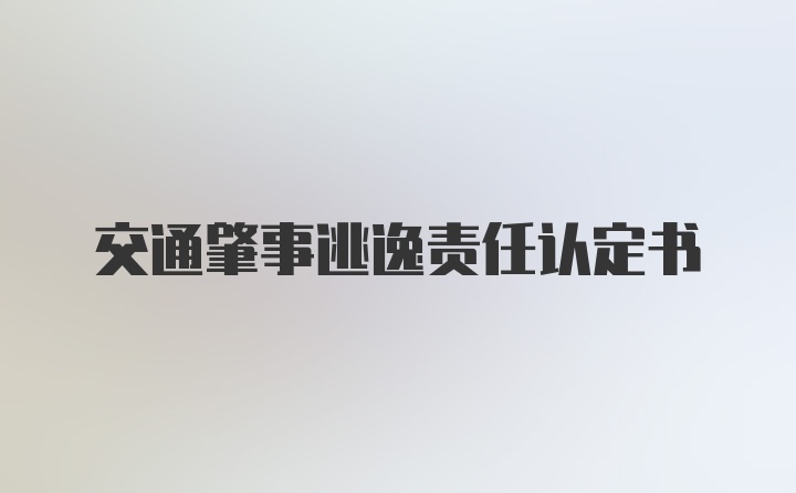 交通肇事逃逸责任认定书