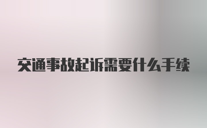 交通事故起诉需要什么手续