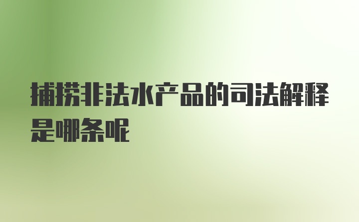 捕捞非法水产品的司法解释是哪条呢