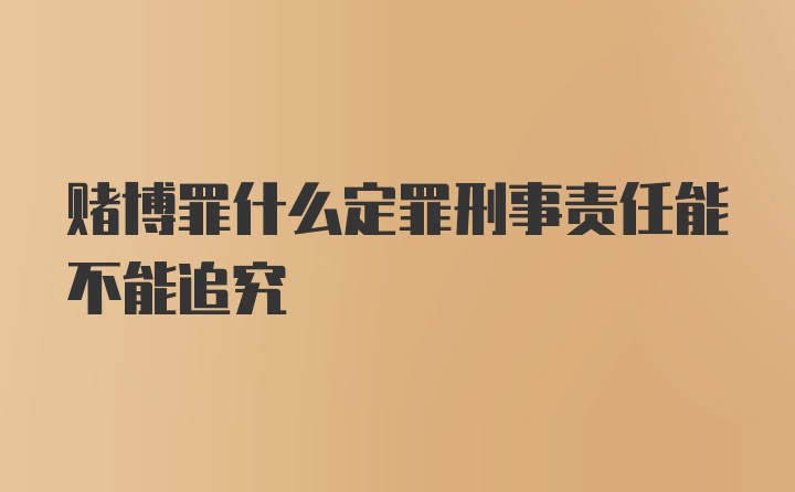 赌博罪什么定罪刑事责任能不能追究