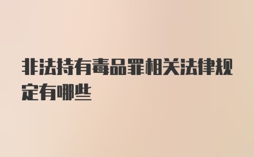 非法持有毒品罪相关法律规定有哪些