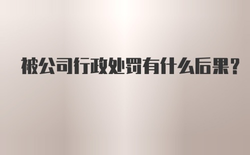 被公司行政处罚有什么后果？