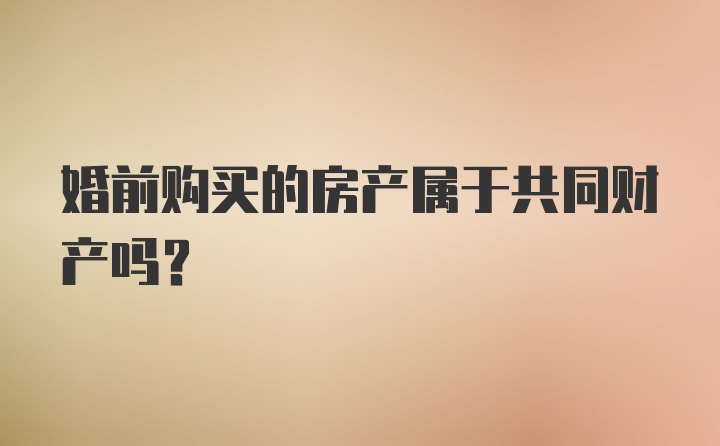 婚前购买的房产属于共同财产吗？