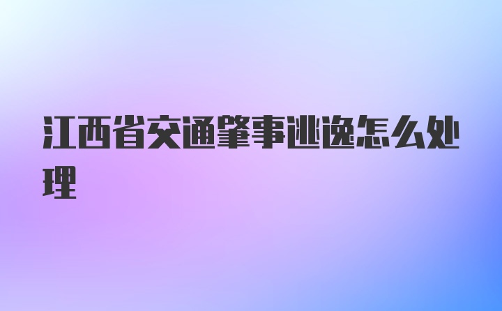 江西省交通肇事逃逸怎么处理