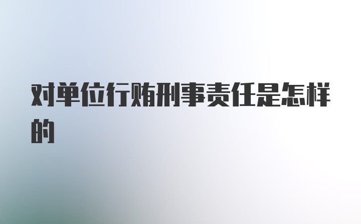 对单位行贿刑事责任是怎样的