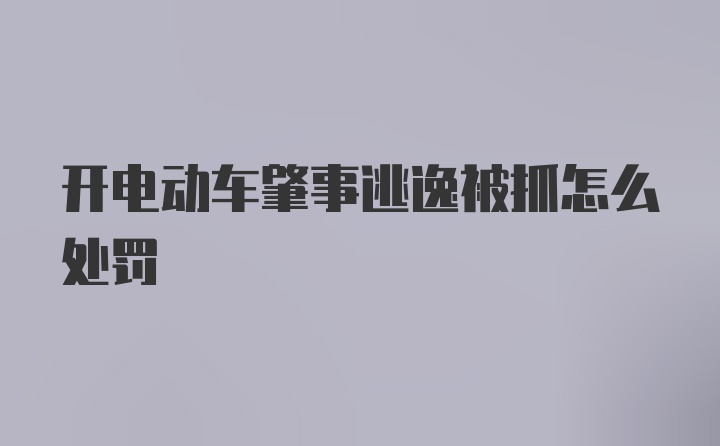 开电动车肇事逃逸被抓怎么处罚