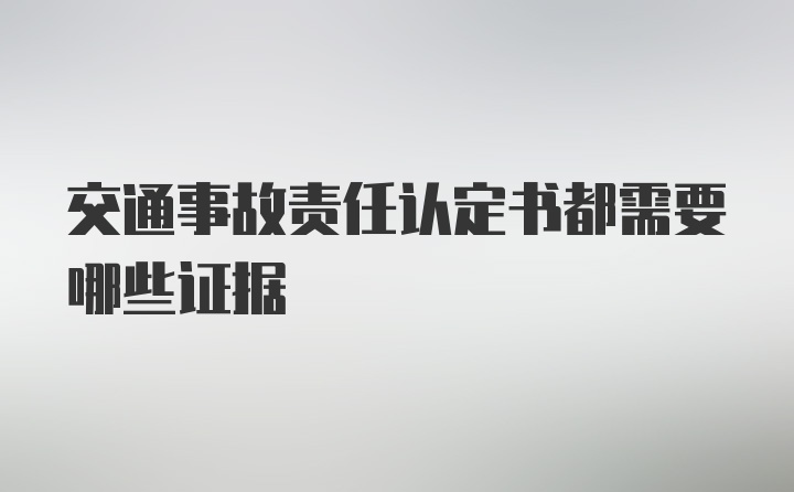 交通事故责任认定书都需要哪些证据