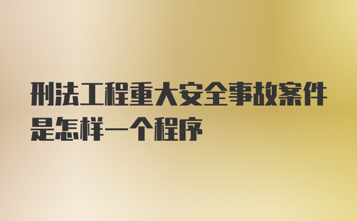 刑法工程重大安全事故案件是怎样一个程序