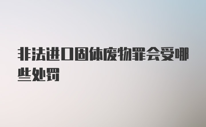 非法进口固体废物罪会受哪些处罚