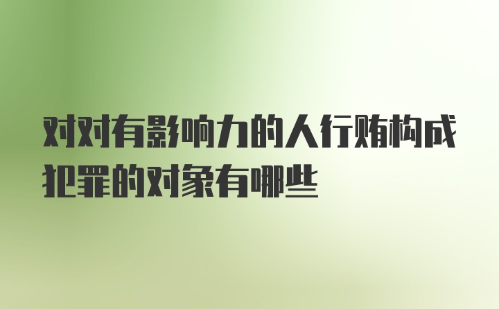 对对有影响力的人行贿构成犯罪的对象有哪些